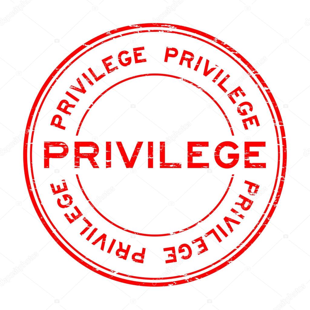 Grunge red privilege round rubber stamp on white background