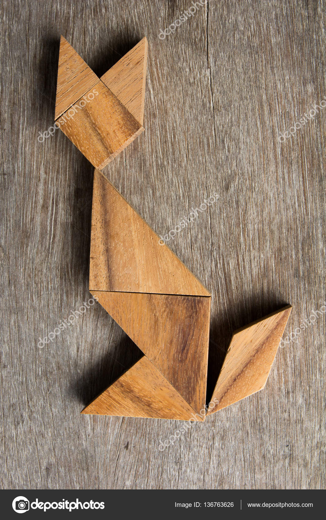 Tangram Sitting Cat Shape and Solution