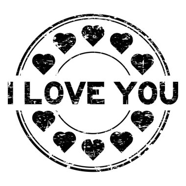 Grunge kalp simgesi ile ben seni siyah yuvarlak pencere boyutu