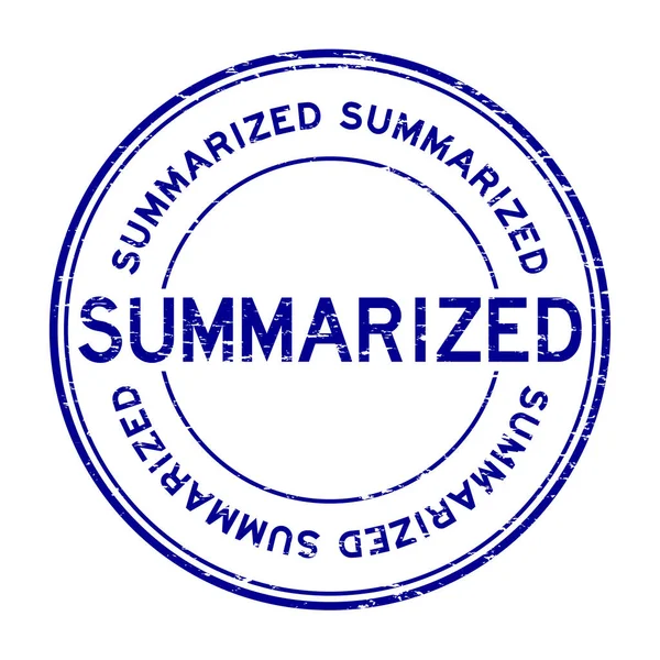 Grunge blue summarized round rubber stamp — Stock Vector