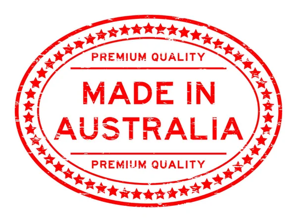 Grunge qualidade premium vermelho feito na Austrália com ícone de estrela oval — Vetor de Stock