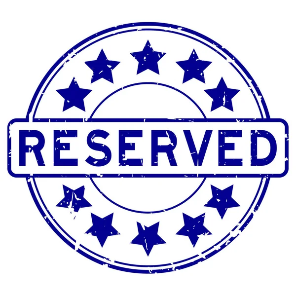 Grunge reserva azul con estrella icono sello de goma redonda — Vector de stock