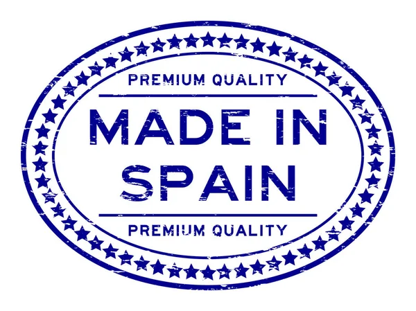 Grunge modré špičkové kvality vyrobené ve Španělsku s ikonu hvězdičky oválný ru — Stockový vektor
