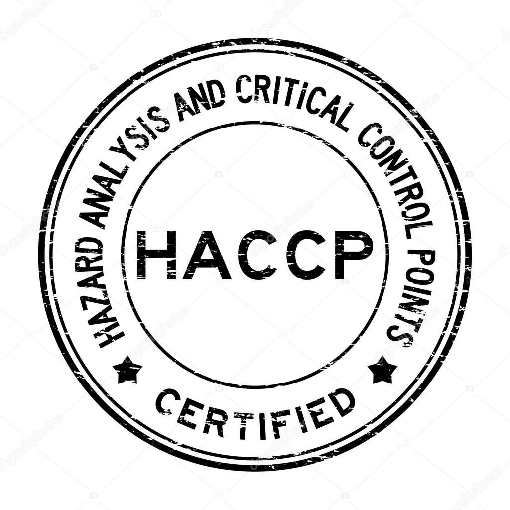 Grunge black HACCP (Hazard Analysis and Critical Control Points) certified round rubber stamp
