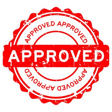 Grunge kırmızı beyaz arka plan üzerinde yuvarlak damga mühür onaylama