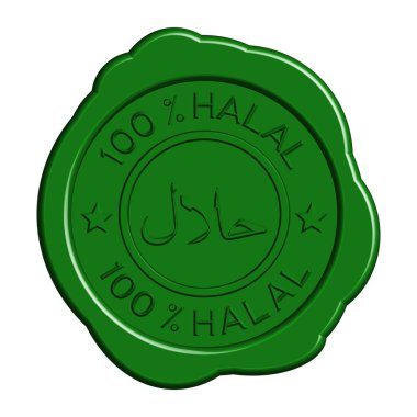 Beyaz zemin üzerine yeşil yüzde 100 Helal mum mühür