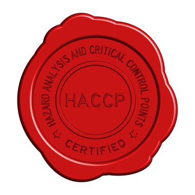 Kırmızı Haccp (tehlike analizi ve kritik kontrol noktaları) yuvarlak wa