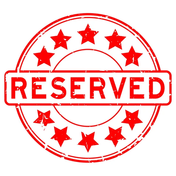 Grunge reserva roja con estrella icono sello de goma redonda — Vector de stock