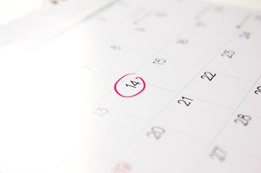 Takvim (konsept 14 Şubat (Sevgililer günü için 14 numara üzerinde odaklanmak))