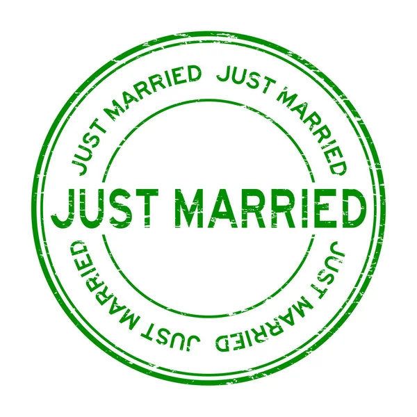 그런 지 녹색 그냥 결혼 (결혼식 이나 사랑 개념에 대 한 라운드 고무 스탬프) — 스톡 벡터