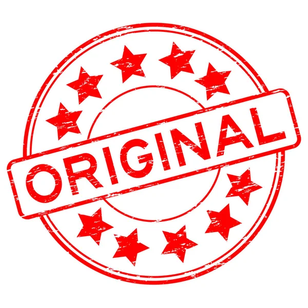 Grunge kırmızı yıldız simgesi ile orijinal yuvarlak lastik damgası beyaz b
