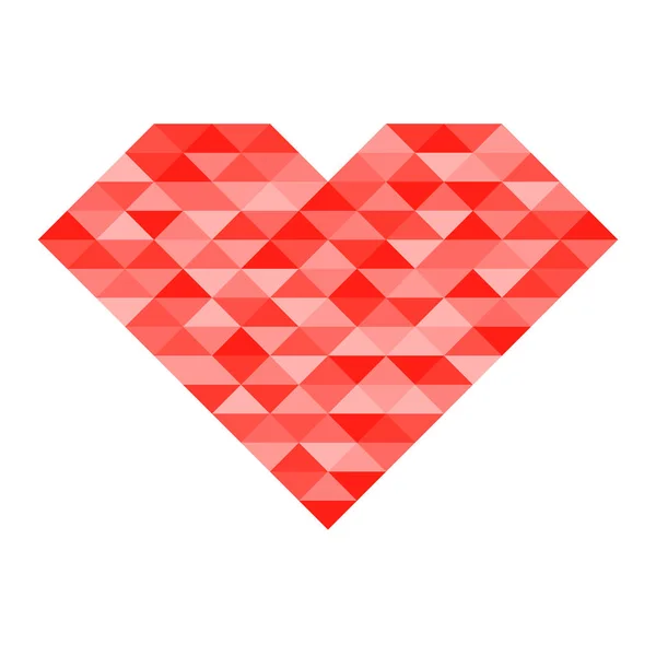 Abstrakcja serce kształt składają się z czerwonego trójkąta na białym tle — Wektor stockowy