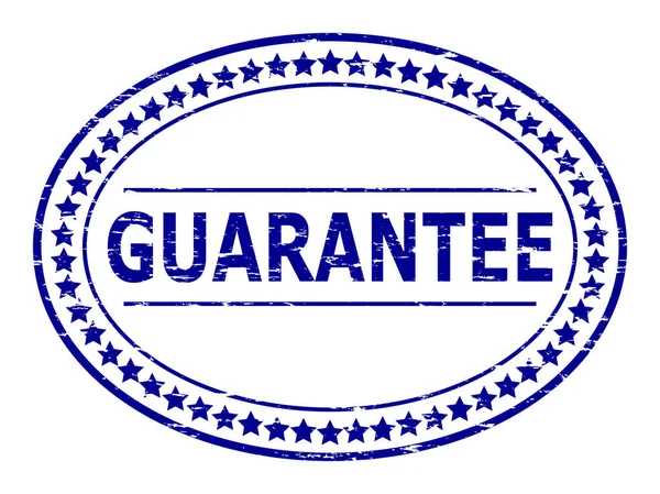 Grunge garantía azul con estrella icono sello de goma ovalada — Vector de stock