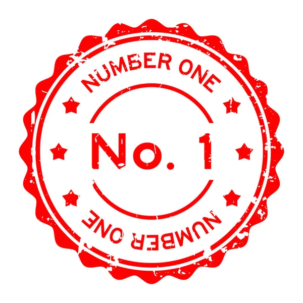 Grunge rode No. 1 (nummer een) ronde stempel-zegel op witte b — Stockvector
