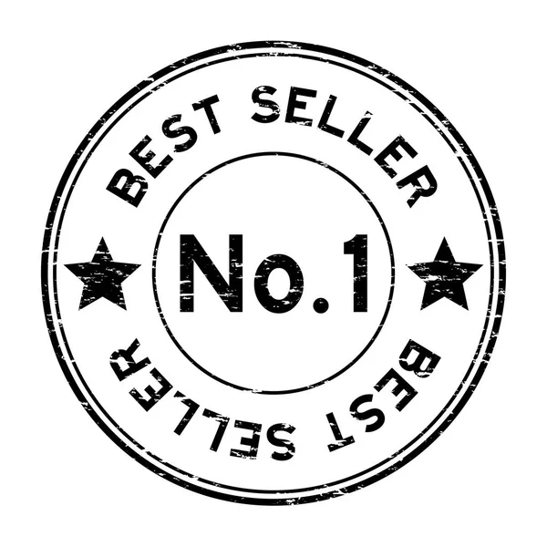 Grunge nero no. 1 timbro di gomma rotonda best seller su sfondo bianco — Vettoriale Stock