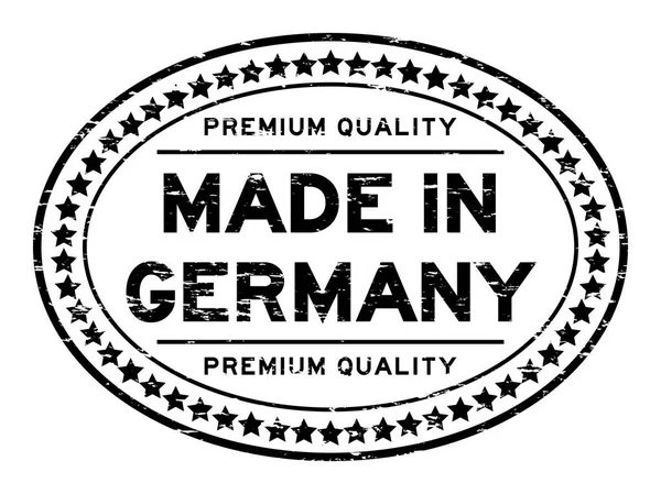 Grunge zwarte Premiumkwaliteit made in Germany ovale rubber zegel stempel — Stockvector