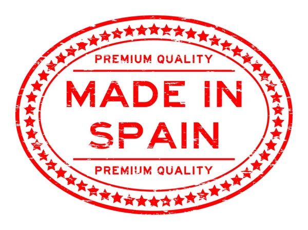 Grunge červené špičkové kvality vyrobené ve Španělsku s ikonu hvězdičky oválný háček — Stockový vektor