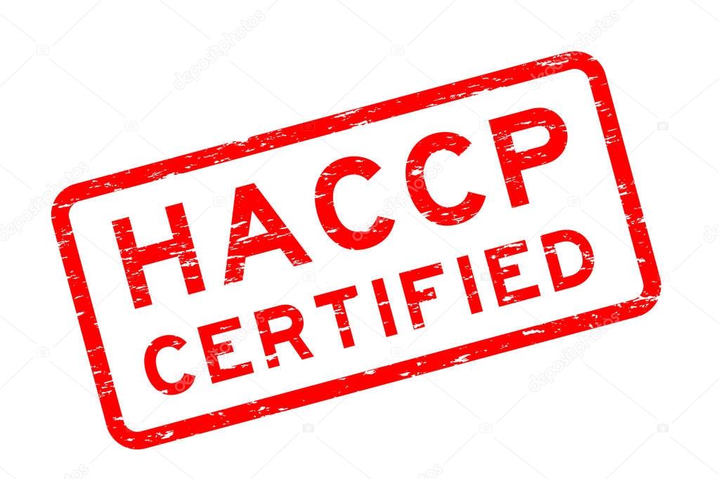 Grunge red HACCP (Hazard Analysis and Critical Control Point) square rubber stamp