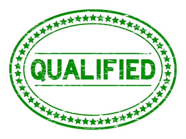 Grunge yeşil nitelikli oval lastik mühür damgası beyaz arka plan üzerinde