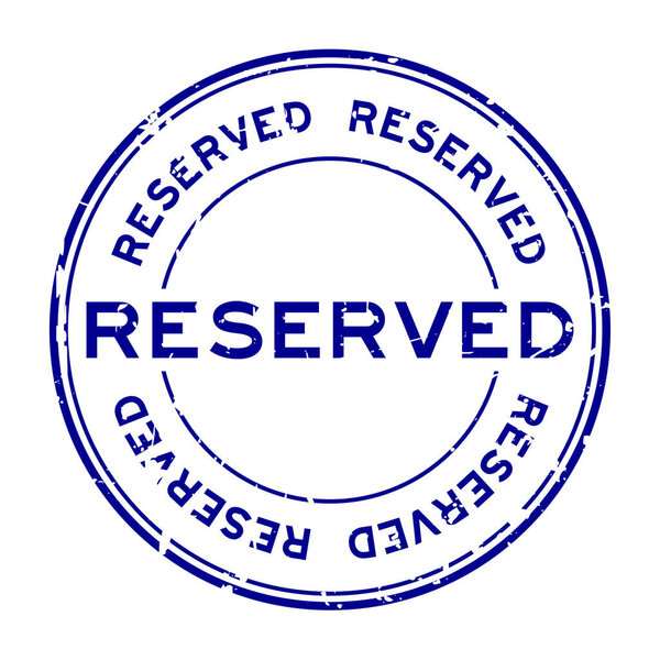 Синий резервный круглый резиновый штамп на белом фоне
