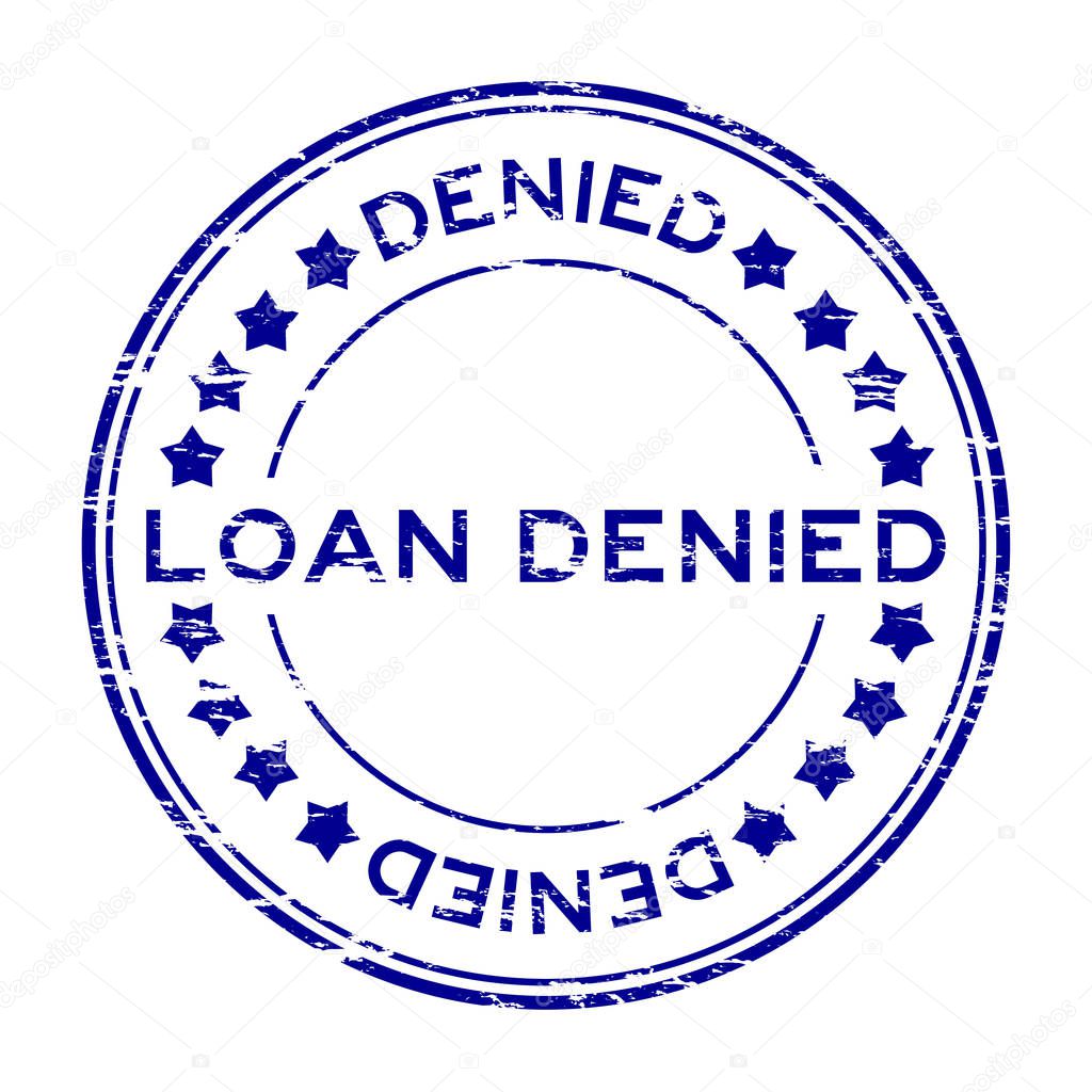 Grunge blue loan denied with star icon round rubber stamp