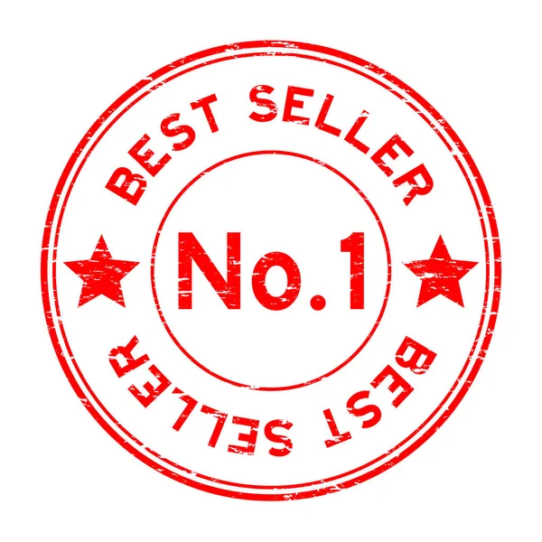 Grunge 红色号 1 畅销书圆白色背景上的橡皮戳 — 图库矢量图片