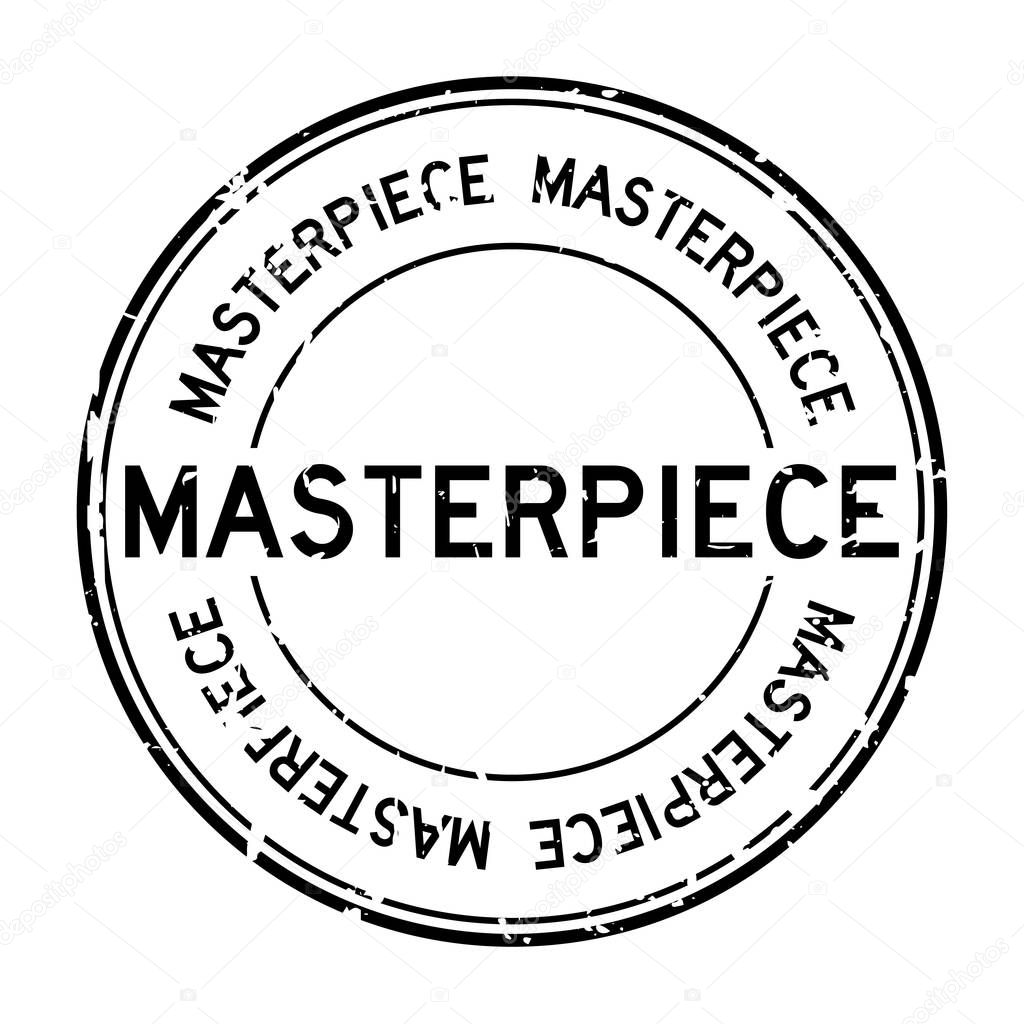 Grunge black masterpiece round rubber stamp on white background