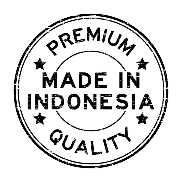 Grunge fekete prémium minőségű Indonéziában kerek gumibélyegző — Stock Vector