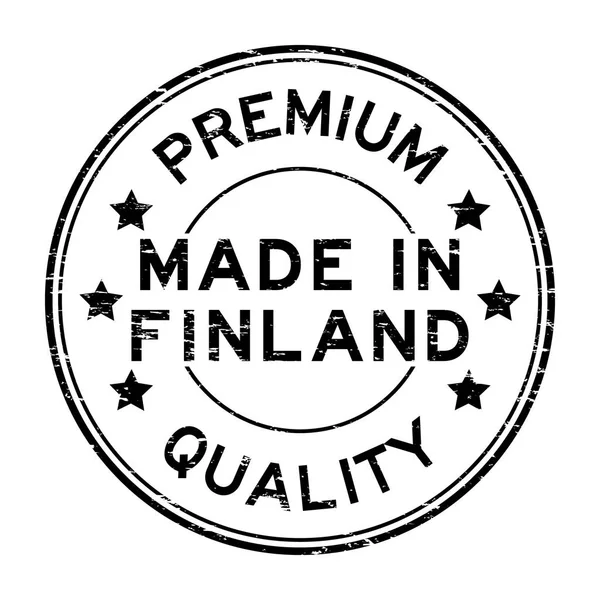 Grunge černé prémiové kvality vyrobeno ve Finsku kulaté razítko pečeť — Stockový vektor