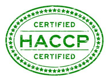 Grunge yeşil Haccp (tehlike analizi ve kritik kontrol noktaları) oval lastik mühür damgası