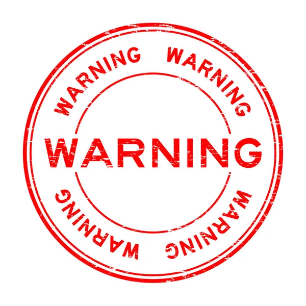 Grunge rojo advertencia ronda sello de goma sobre fondo blanco — Vector de stock