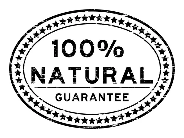 Grunge fekete 100 százalékos természetes ovális pecsét gumibélyegző — Stock Vector