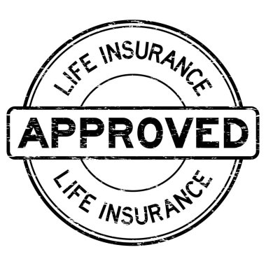 Grunge siyah hayat sigortası onaylı yuvarlak lastik mühür damgası