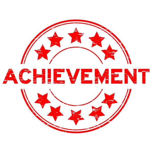 Grunge logro rojo con sello de sello de goma redonda icono estrella sobre fondo blanco — Vector de stock
