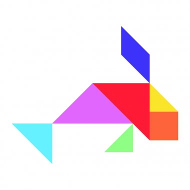 Beyaz arka planda (vektör balık şeklinde renkli tangram)