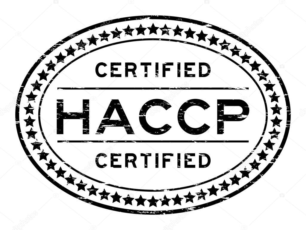Grunge black HACCP (Hazard analysis and critical control points) oval rubber seal stamp