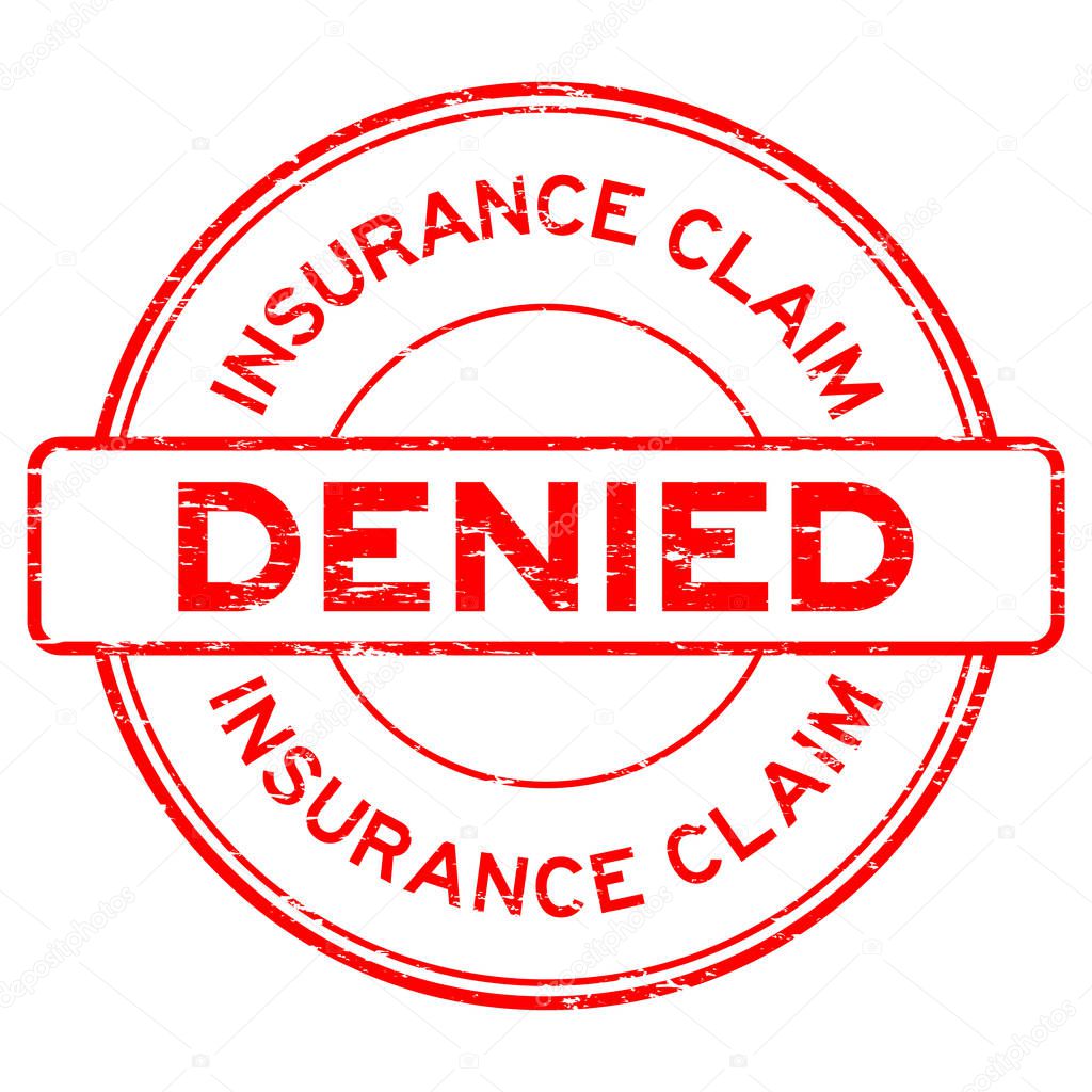 Grunge red insurance claim denied round rubber seal stamp