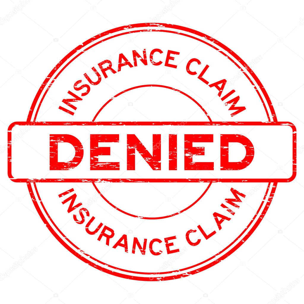 Grunge red insurance claim denied round rubber seal stamp