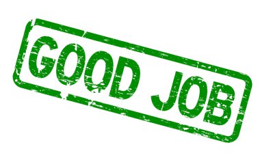 Grunge yeşil iyi iş kare lastik mühür damgası