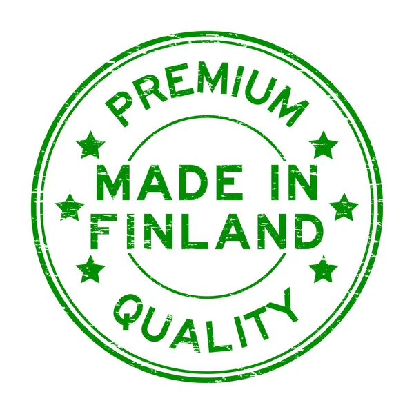 Grunge zelené prémiové kvality vyrobeno ve Finsku kulaté razítko pečeť — Stockový vektor