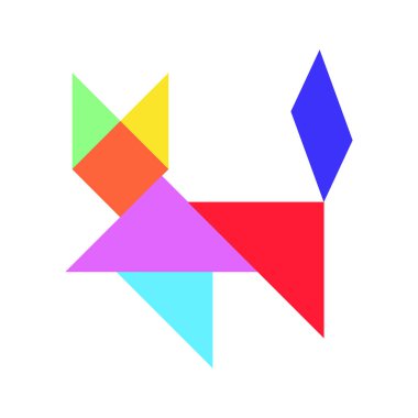 Renkli tangram bulmacanın kedi şeklinde (vektör)