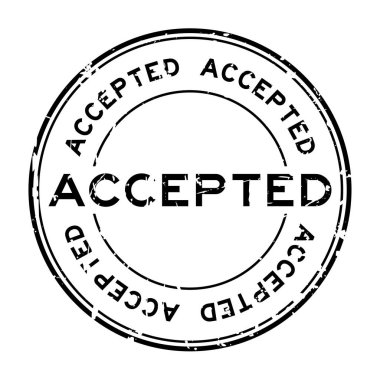 Kabul edilen Grunge siyah beyaz arka plan üzerinde yuvarlak damga mühür