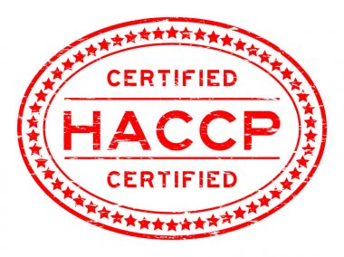 Grunge kırmızı Haccp (tehlike analizi ve kritik kontrol noktaları) oval lastik mühür damgası