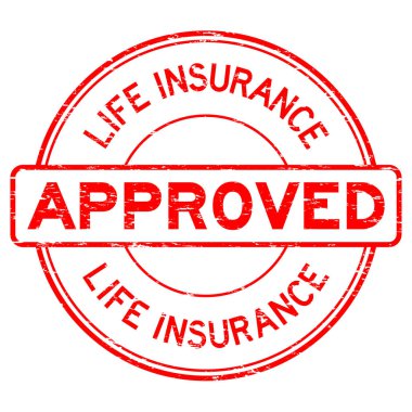 Grunge kırmızı hayat sigortası onaylı yuvarlak lastik mühür damgası