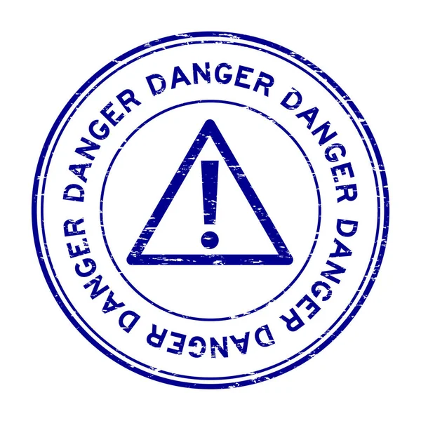 Grunge blue danger round rubber seal stamp on white background - Stok Vektor