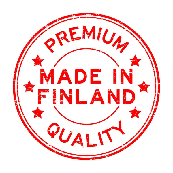 Prémiové kvality grunge červené kulaté razítko pečeť vyrobeno ve Finsku — Stockový vektor
