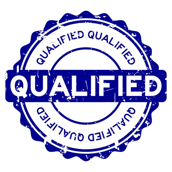 Grunge mavi nitelikli yuvarlak lastik mühür damgası beyaz arka plan üzerinde