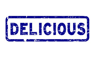 Grunge mavi lezzetli kare lastik mühür damgası