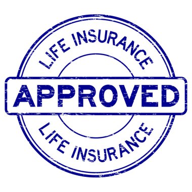 Grunge mavi hayat sigortası onaylı yuvarlak lastik mühür damgası