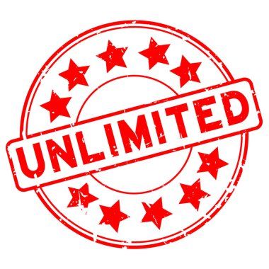 Grunge kırmızı yıldız simgesi ile sınırsız yuvarlak lastik mühür damgası